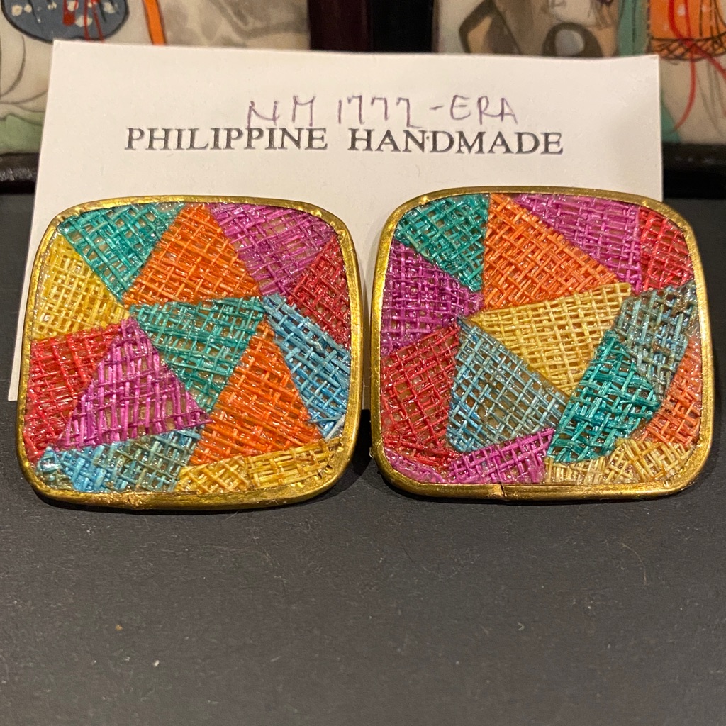 Colorful Handmade Square Geometric Post Earrings 29$